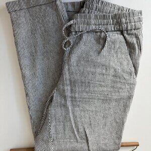 J Crew Linen Stripe Drawstring Pant